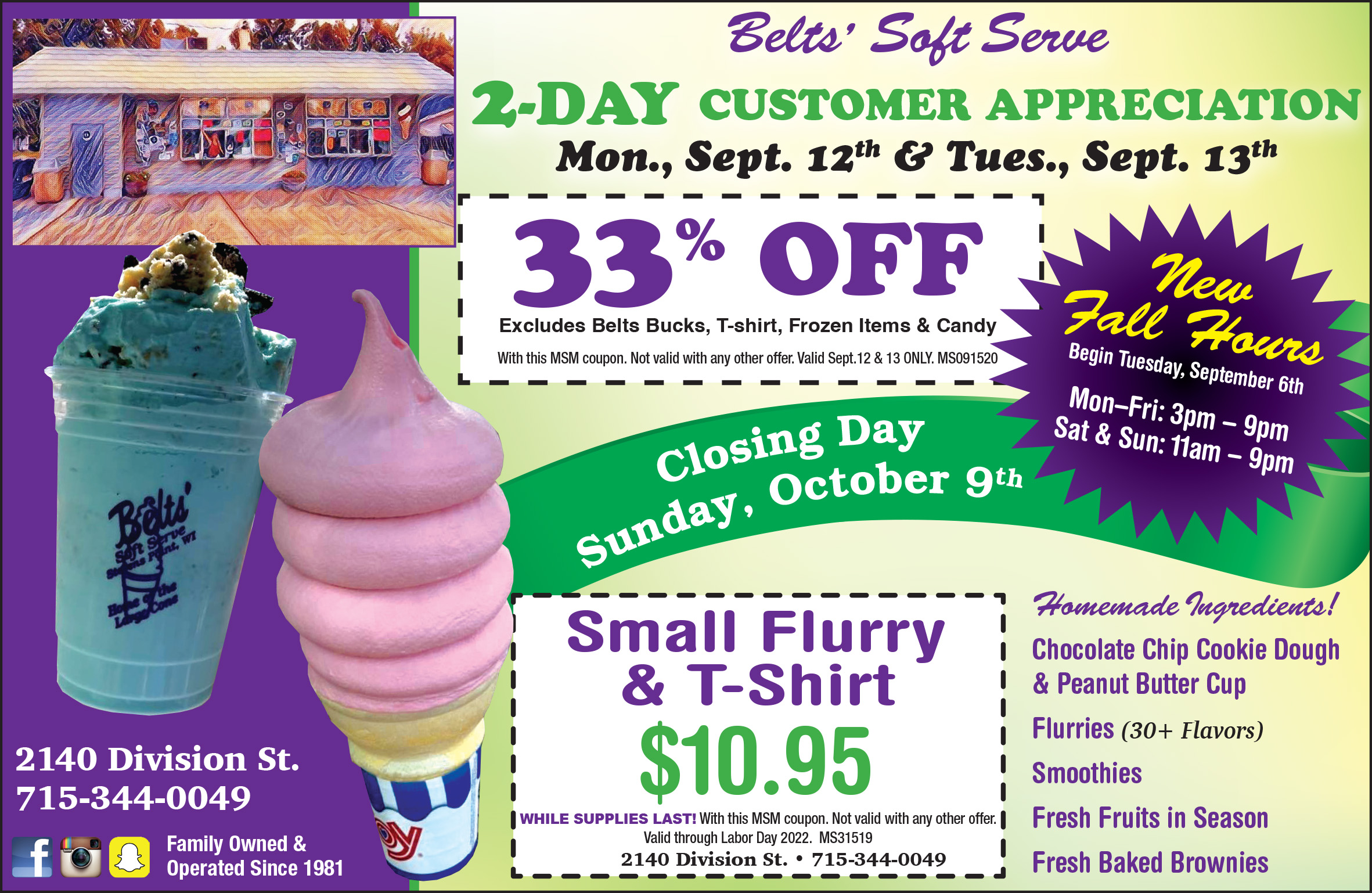 Belts' Soft Serve Money Saver