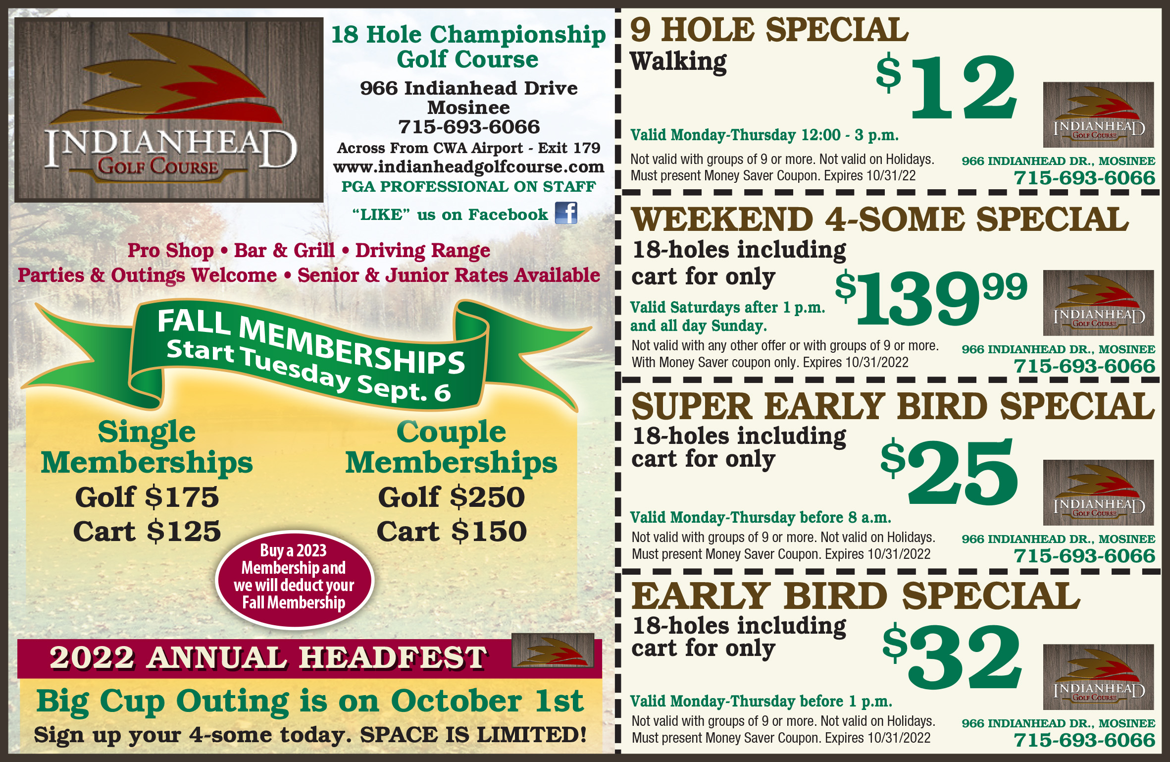 Indianhead Golf Course Money Saver