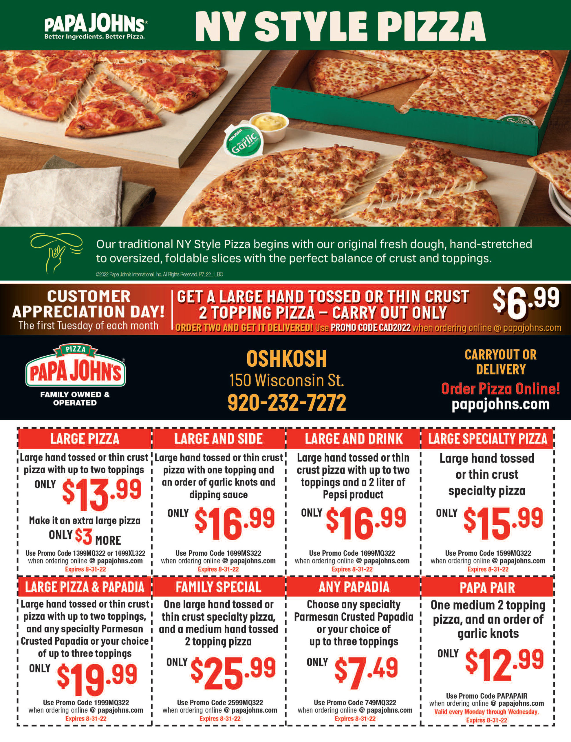 Papa John's - Oshkosh - Money Saver