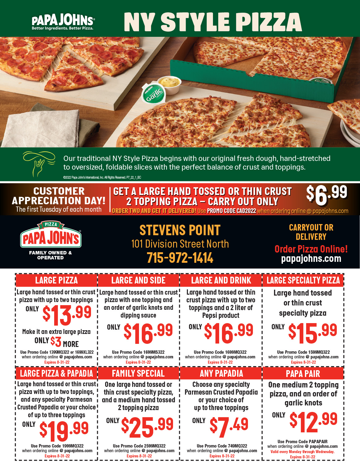 Papa Johns - Stevens Point - Money Saver