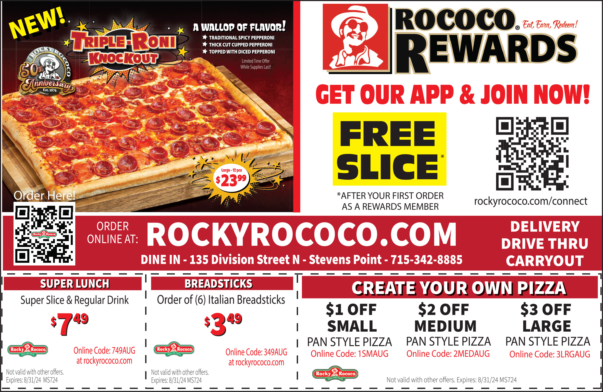 Rocky Rococo Stevens Point Coupons from Money Saver