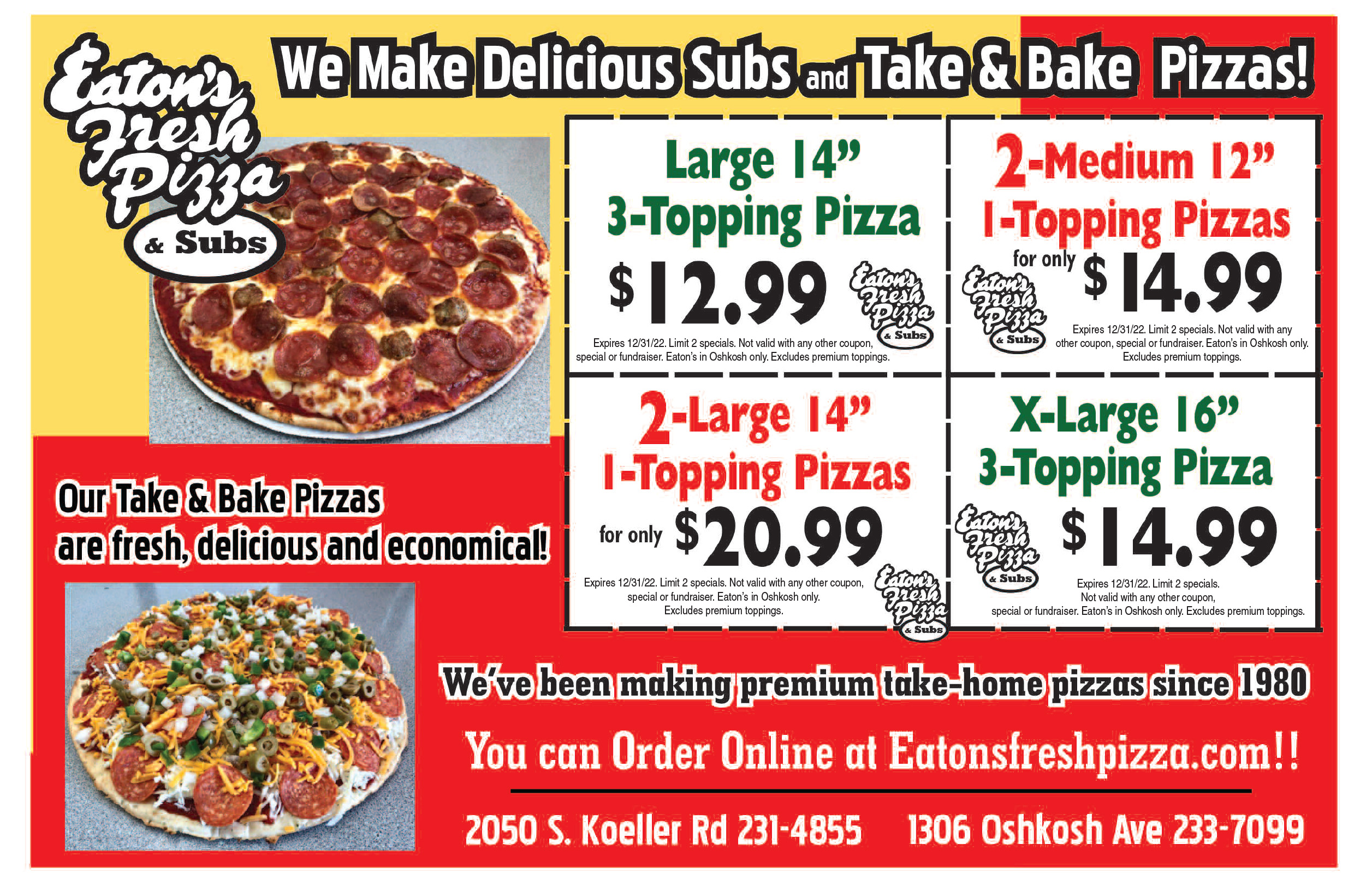 Eaton's Fresh Pizza - Money Saver
