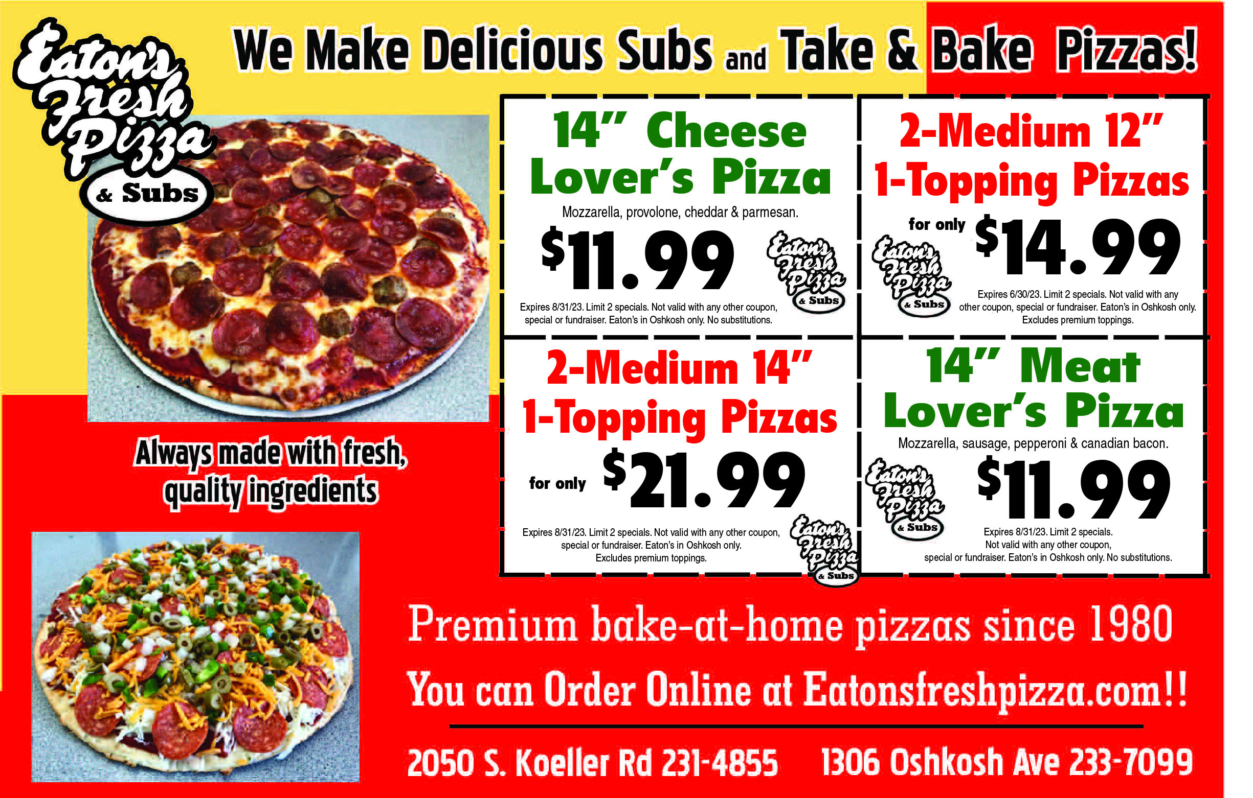 Eaton's Fresh Pizza - Money Saver