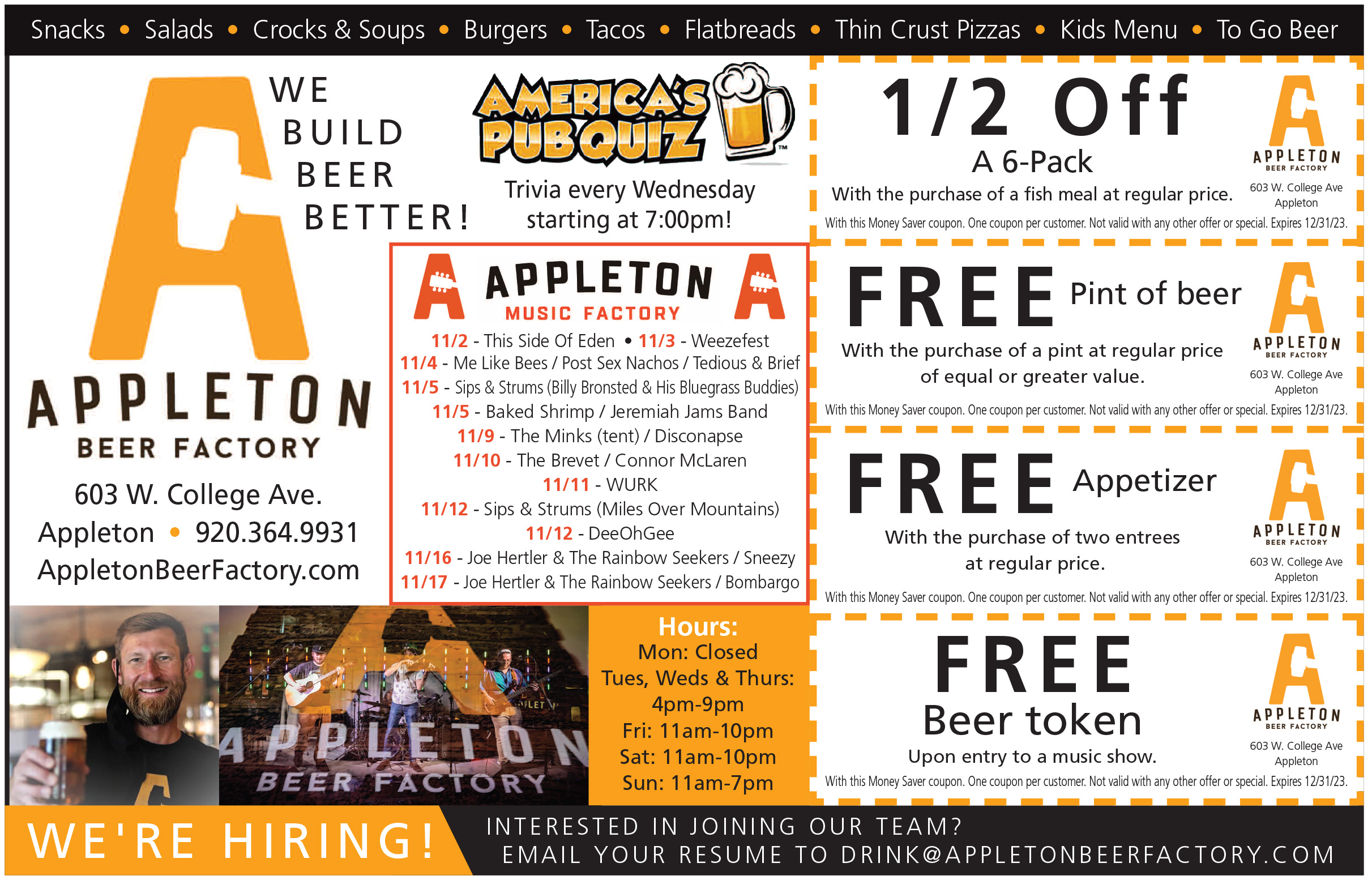 Appleton Beer Factory Money Saver