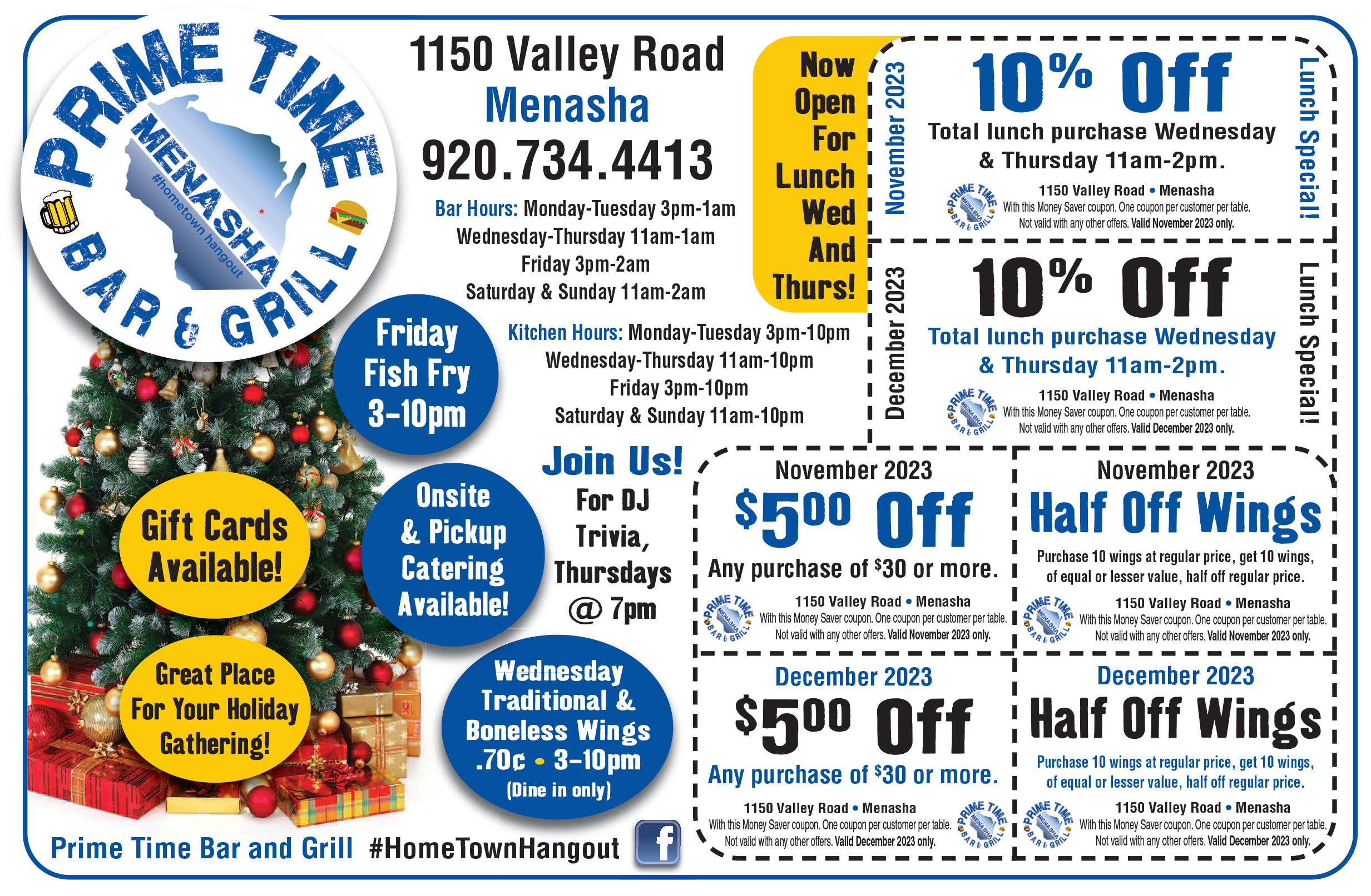 Prime Time Bar and Grill Money Saver