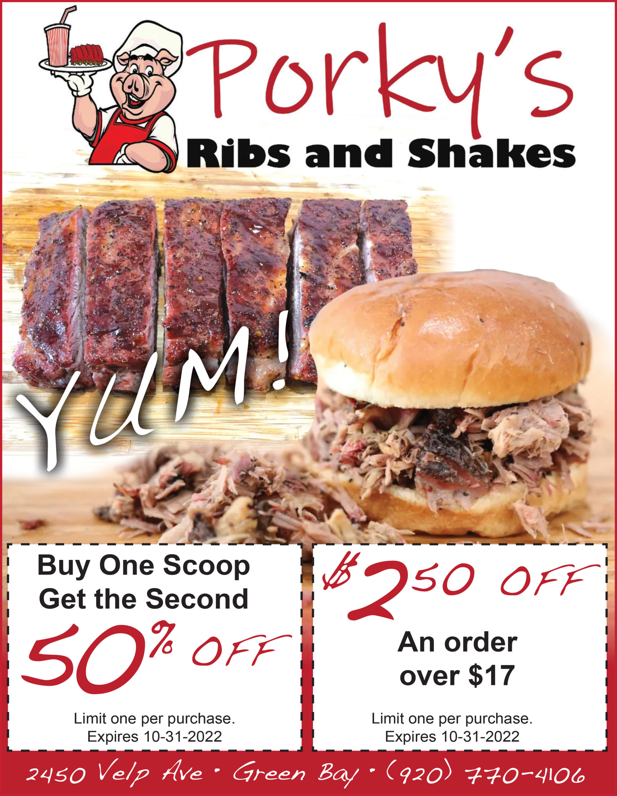 Porky's Ribs and Shakes Money Saver